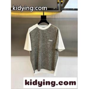 ロエベ コピーブランド Tシャツ 偽物 カジュアル 切り替え コットン クルーネック 半袖Tシャツkid26ni45bm
