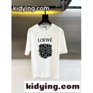 定番 ロゴ入り コットン 半袖Tシャツ クルーネック ロエベ コピー Tシャツ 偽物 ホワイトkid261DOrKj