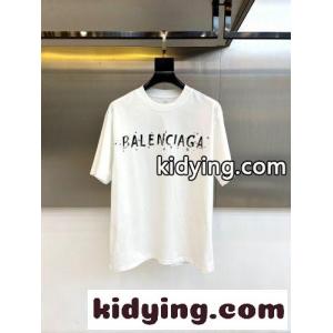 カジュアル プリント クルーネック 半袖Tシャツ バレンシアガ コピー Tシャツ 偽物 ホワイトkid26eqyKHf