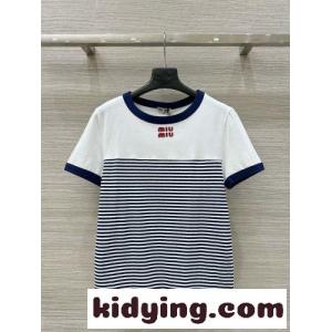 スタイリッシュ クルーネック 半袖Tシャツ ミュウミュウ コピー Tシャツ コピー ネイビーkid26jWP1jq