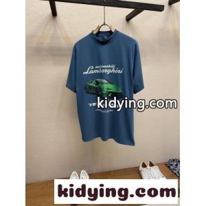 balenciaga コピー x Lamborghini プリント コットン Tシャツ スーパーコピー ブルーkid26r81Hfa