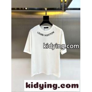 フロントロゴ クルーネック 半袖Tシャツ ルイ・ヴィトン Tシャツ 偽物 コットン ホワイトkid26ze8bKn