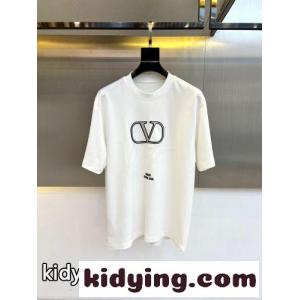 カジュアル クルーネック 半袖Tシャツ ヴァレンティノ コピー Tシャツ 偽物 コットン ホワイトkid26yyu4Du
