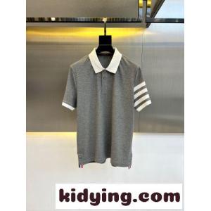 バイカラー コットン 半袖 ポロシャツ トムブラウン コピーブランド Tシャツ 偽物 グレーkid26quWn0b