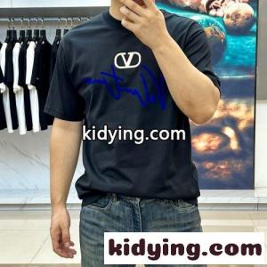 フロントロゴ クルーネック 半袖Tシャツ ヴァレンティノ コピー Tシャツ 偽物 ブラックkid264fOP1f