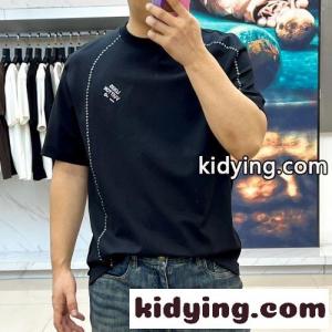 カジュアル クルーネック 半袖Tシャツ ルイ・ヴィトン Tシャツ 偽物 コットン ブラックkid26PTvKXb