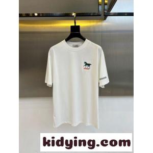 カジュアル 合わせやすい クルーネック エルメス コピー Tシャツ 偽物 半袖Tシャツ ホワイトkid26riSf4b