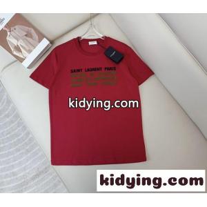 シンプル イヴ・サンローラン コピー Tシャツ コピー コットン ロゴTシャツ レッドkid26zWXjiu