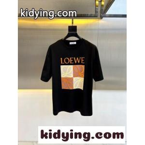 ロエベ コピー Tシャツ コピー お洒落 合わせやすい ロゴTシャツ クルーネック ブラックkid26zqODSb