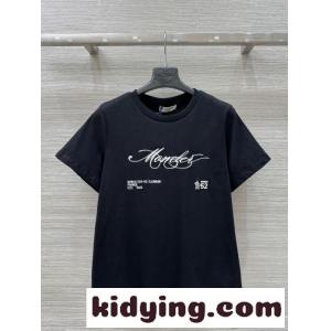 カジュアル 刺繍入り 半袖Tシャツ モンクレール スーパーコピー Tシャツ 偽物 クルーネック ブラックkid26myKrim
