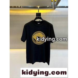 目を引く ヴェルサーチ コピーェ Tシャツ 偽物 メデューサ コットン 半袖Tシャツ ブラックkid26Kfu09z