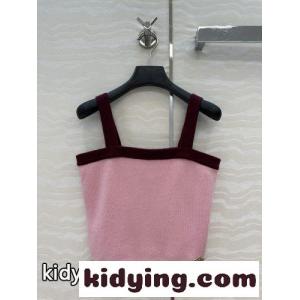 可愛い 配色 カシミヤ タンクトップ シャネル ブランド コピー ニット コピー ピンクkid261LbO5b