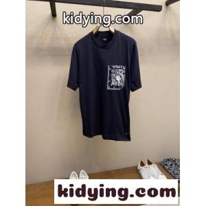 お洒落 定番 クルーネック 半袖Tシャツ フェンディ コピー Tシャツ 偽物 コットン ダークブルーkid26KHbWXv