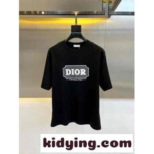 シンプル おしゃれ ロゴTシャツ クリスチャン・ディオール コピー Tシャツ 偽物 コットン ブラックkid26DOXXvm