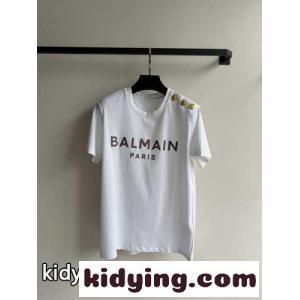 シンプル おしゃれ ロゴ入り 半袖Tシャツ バルマン コピーブランド Tシャツ コピー ホワイトkid26amimOD