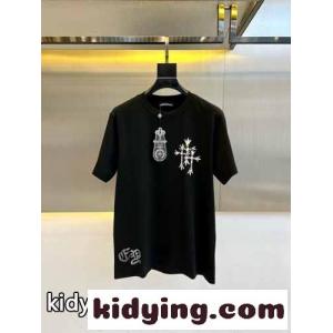 ストリート カジュアル プリント クロムハーツ コピー Tシャツ 偽物 コットン ブラックkid26aeKHbm