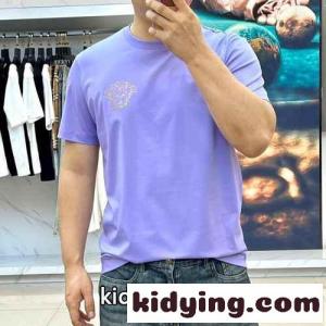 シンプル おしゃれ 半袖Tシャツ ヴェルサーチ ブランド コピーェ Tシャツ コピー クルーネック パープルkid26mSDS5f