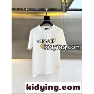 カジュアル ロゴ クルーネック 半袖Tシャツ ヴェルサーチ コピーェ Tシャツ 偽物 ホワイトkid26eKba8z