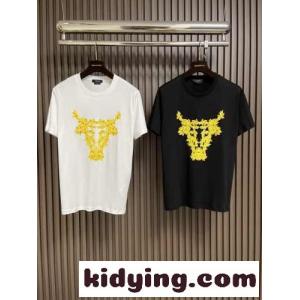 ヴェルサーチ スーパーコピーェ Tシャツ 偽物 シンプル プリント クルーネック 半袖Tシャツkid26eG5nKD