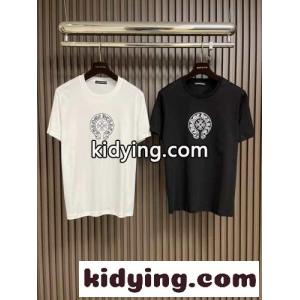 シンプル ロゴプリント クルーネック クロムハーツ ブランド コピー Tシャツ コピー 半袖Tシャツkid26K11XjC