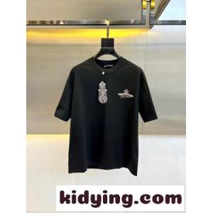 カジュアル プリント クロムハーツ コピー Tシャツ 偽物 コットン ブラックkid26LLjqCq