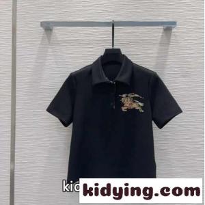 カジュアル コットン ポロシャツ バーバリー ブランド コピー Tシャツ コピー 半袖 ブラックkid26jq0v8n