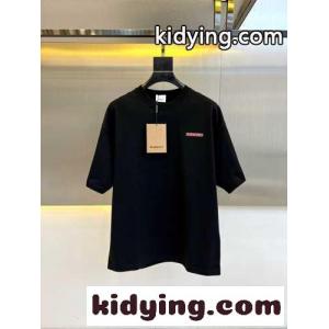 カジュアル リラックス 半袖Tシャツ バーバリー コピーブランド Tシャツ 偽物 クルーネック ブラックkid26fi85Tb