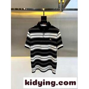 カジュアル 定番 ストライプ ポロシャツ バーバリー コピー Tシャツ コピー コットンピケ ブラックkid26L9jqSb