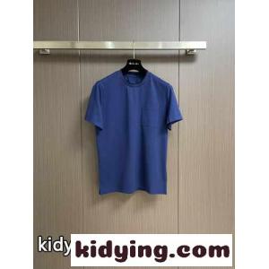 シンプル サドルステッチTシャツ エルメス コピー Tシャツ コピー コットン ブルーkid26HD45Pv