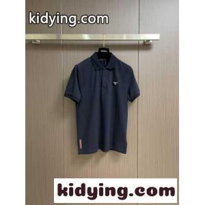 シンプル 洗練された コットンピケ ポロシャツ プラダ コピーブランド Tシャツ コピー ネイビーkid26KLja4f