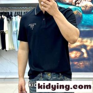 洗練された カジュアル 半袖 ポロシャツ プラダ コピー Tシャツ 偽物 コットンピケ ブラックkid26bCyqqq