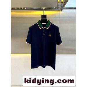 グッチ コピー Tシャツ 偽物 カジュアル コットンピケ ポロシャツ ネイビーkid26XbCa4n