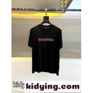 シンプル ロゴ 半袖Tシャツ エルメネジルド・ゼニア Tシャツ コピー クルーネック ブラックkid261XT9za
