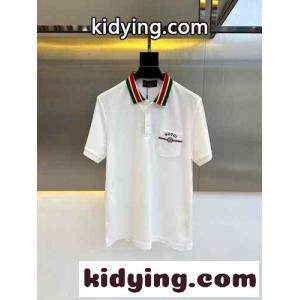 カジュアル 上品 半袖 ポロシャツ グッチ コピー Tシャツ 偽物 コットンピケ ホワイトkid26G9v41z