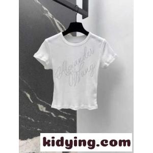 ラインストーンロゴ コンパクト 半袖Tシャツ アレキサンダーワング Tシャツ コピー ホワイトkid26S1n4fa