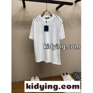 グラディエントコットンTシャツ ルイ・ヴィトン Tシャツ コピー クルーネック ホワイトkid260vOPLn
