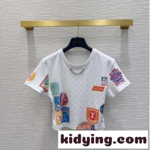 マヒナ パッチプリント クロップトップ ルイ・ヴィトン 半袖Tシャツ コピー ホワイトkid26S9byGn