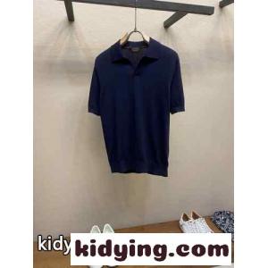 上品 コットン ニットポロシャツ エルメネジルド・ゼニア ニット コピー ネイビーkid26WTf09v