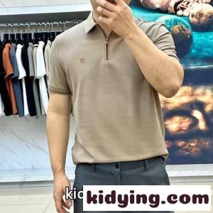 洗練された ハーフジップ ポロシャツ エルメネジルド・ゼニア Tシャツ コピー カーキkid265r4LPj