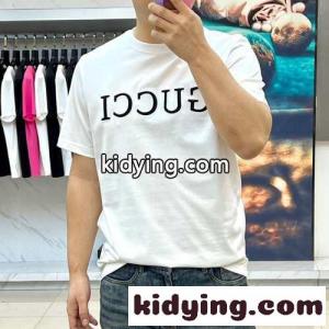 シンプル コットン クルーネック 半袖Tシャツ グッチ ブランド コピー Tシャツ 偽物 ホワイトkid26q4DuWr
