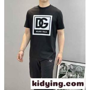 定番 カジュアル プリント クルーネック 半袖Tシャツ ドルチェ&ガッバーナ コピーブランド Tシャツ コピー ブラックkid26TjS1zC