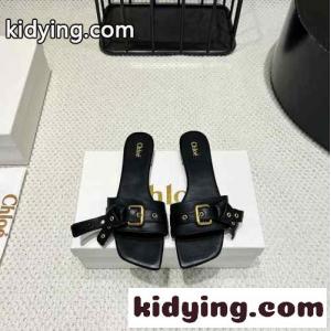 春夏新作！クロエ MAEスライド スーパーコピー レザーサンダル ブラックkid268rS9zq