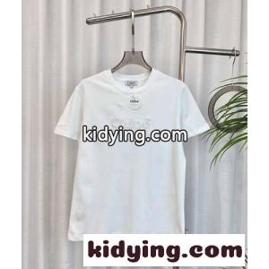 シンプル ロゴ入り 半袖Tシャツ クロエ Tシャツ スーパーコピー クルーネック ホワイトkid26eCKHrC