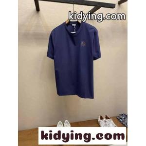 ロエベ コピー Tシャツ コピー シンプル アナグラム コットンブレンドTシャツ 半袖トップス ネイビーkid26OPrmma