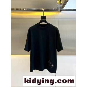 シンプル クロスパッチ クロムハーツ コピー Tシャツ コピー コットンジャージ ブラックkid26XvyG5b