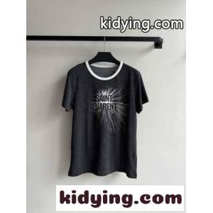カジュアル 定番 配色 半袖Tシャツ イヴ・サンローラン ブランド コピー Tシャツ コピー グレーkid2609ni4D