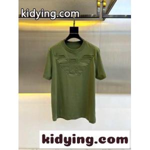 シンプル お洒落 クルーネック 半袖Tシャツ アルマーニ スーパーコピー Tシャツ コピー グリーンkid26DCCm4f