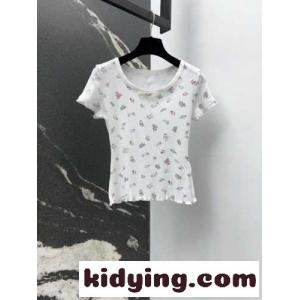 目を惹く フラワー 半袖ニット シャネル ブランド コピー ニット コピー コンパクト トップスkid26rye8Pb