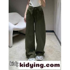カジュアル ルーズワイドデニム ロエベ スーパーコピー ジーンズ コピー レディース ロングパンツ グリーンkid26qi495f