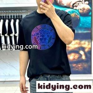 カジュアル 快適 クルーネック 半袖Tシャツ ヴェルサーチ ブランド コピーェ Tシャツ コピー ブラックkid261DCGvC